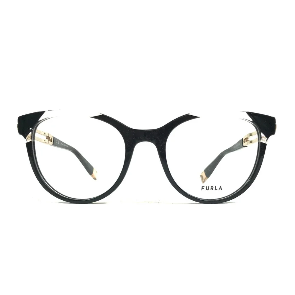 Furla Eyeglasses Frames VFU672 COL.0700 Black Clear Cat Eye Full Rim 51-19-135
